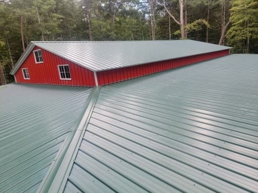 Metal building installed